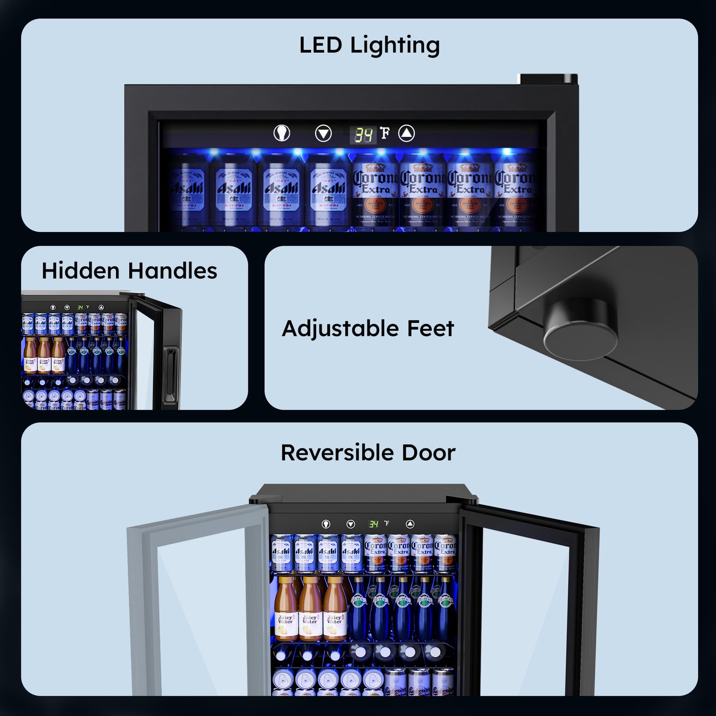 Simzlife 4.5 Cu.ft Beverage Refrigerator and Cooler, 145 Can Mini fridge with Glass Door for Soda Beer Wine, Small Drink Dispenser with Digital Adjustable Thermostat for Home Office Bar