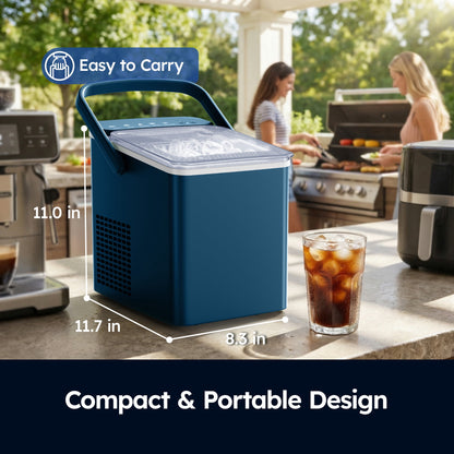 SIMZLIFE Portable Countertop Ice Maker, 26 Lbs/Day, 9 Bullet Ice Cubes in 6 Minutes, 2 Ice Sizes, Self-Cleaning Ice Machine, Blue