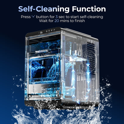 Simzlife Crescent Ice Makers Countertop, 35Lbs/24H, 16Pcs in 12Mins, Auto Deep Cleaning, Timer, Portable Crescent Ice Maker Countertop with Crystal-Clear Ice Cubes for Home/Office/Party