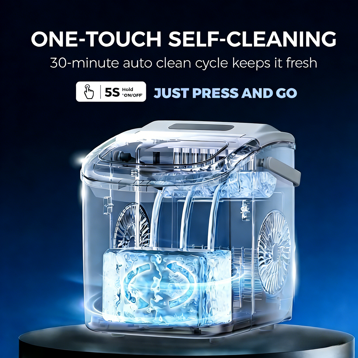 Simzlife 26 lbs/24H Countertop Ice Maker Machine, 9 Bullet-Shaped Ice in 6 Min, Auto-Cleaning