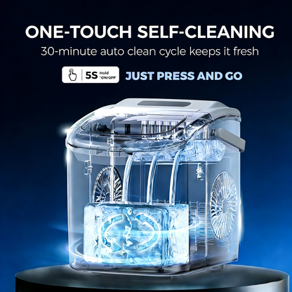 Simzlife 26 lbs/24H Countertop Ice Maker Machine, 9 Bullet-Shaped Ice in 6 Min, Auto-Cleaning