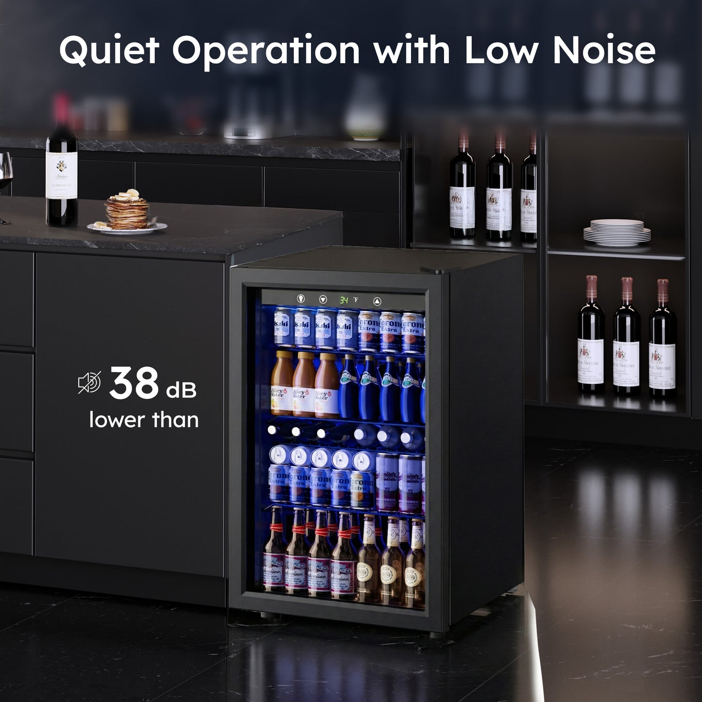 Simzlife 4.5 Cu.ft Beverage Refrigerator and Cooler, 145 Can Mini fridge with Glass Door for Soda Beer Wine, Small Drink Dispenser with Digital Adjustable Thermostat for Home Office Bar