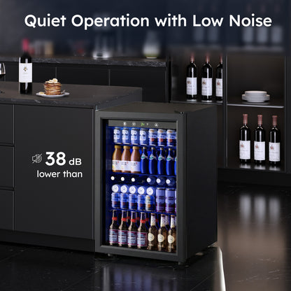 Simzlife 4.5 Cu.ft Beverage Refrigerator and Cooler, 145 Can Mini fridge with Glass Door for Soda Beer Wine, Small Drink Dispenser with Digital Adjustable Thermostat for Home Office Bar
