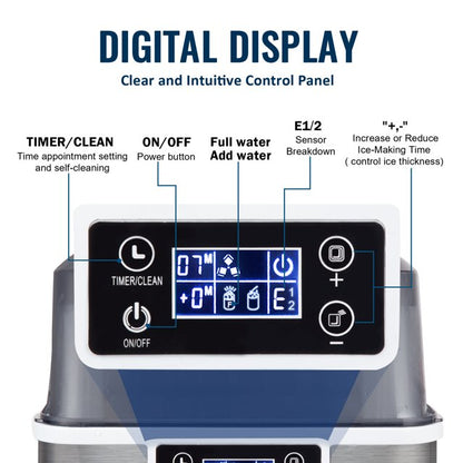 Simzlife 44Lbs/Day Portable Ice Cube Maker Machine Countertop, 2 Ways to Add Water, 14.2 in W, 14.6 in H