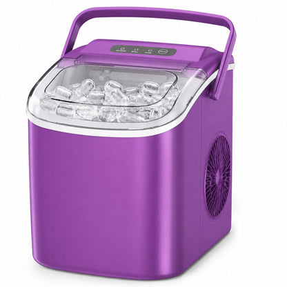 Simzlife Portable Countertop Ice Maker, 26 Lbs/24H, 9 Bullet-Shaped Ice Cubes in 6 Minutes, Self-Cleaning Ice Machine, Purple