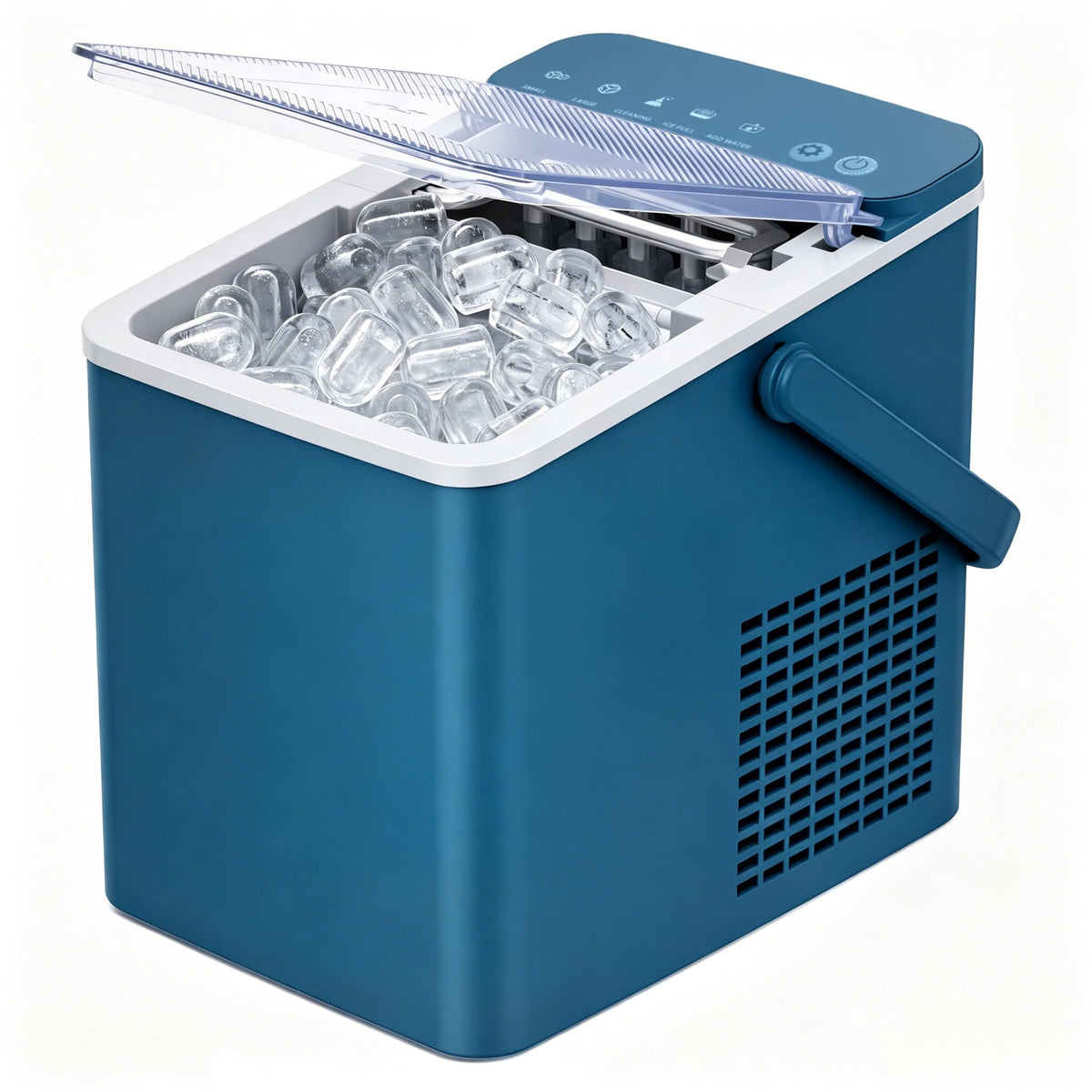 SIMZLIFE Portable Countertop Ice Maker, 26 Lbs/Day, 9 Bullet Ice Cubes in 6 Minutes, 2 Ice Sizes, Self-Cleaning Ice Machine, Blue