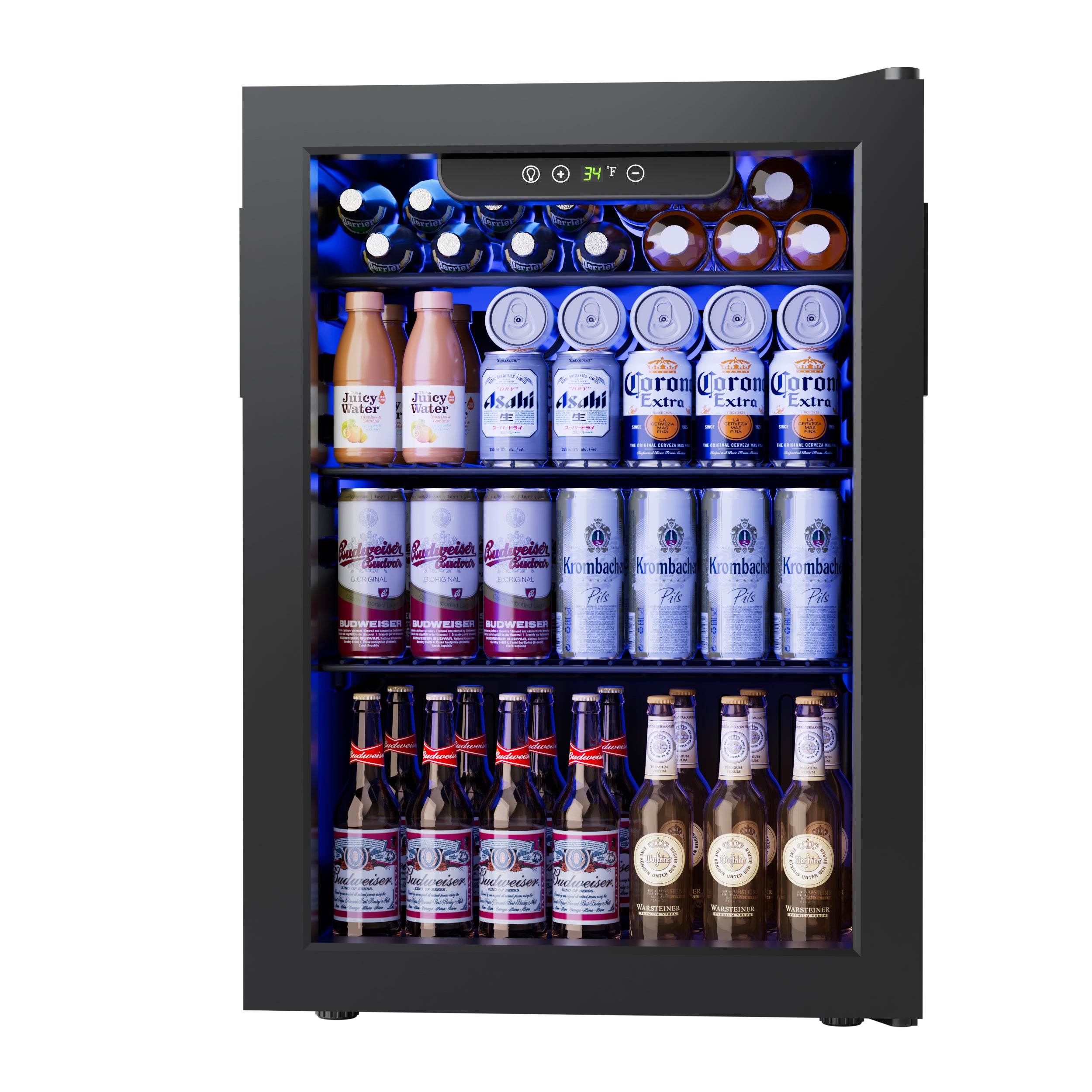 Simzlife 100 Can Beverage Refrigerator and Cooler with Glass Door for
