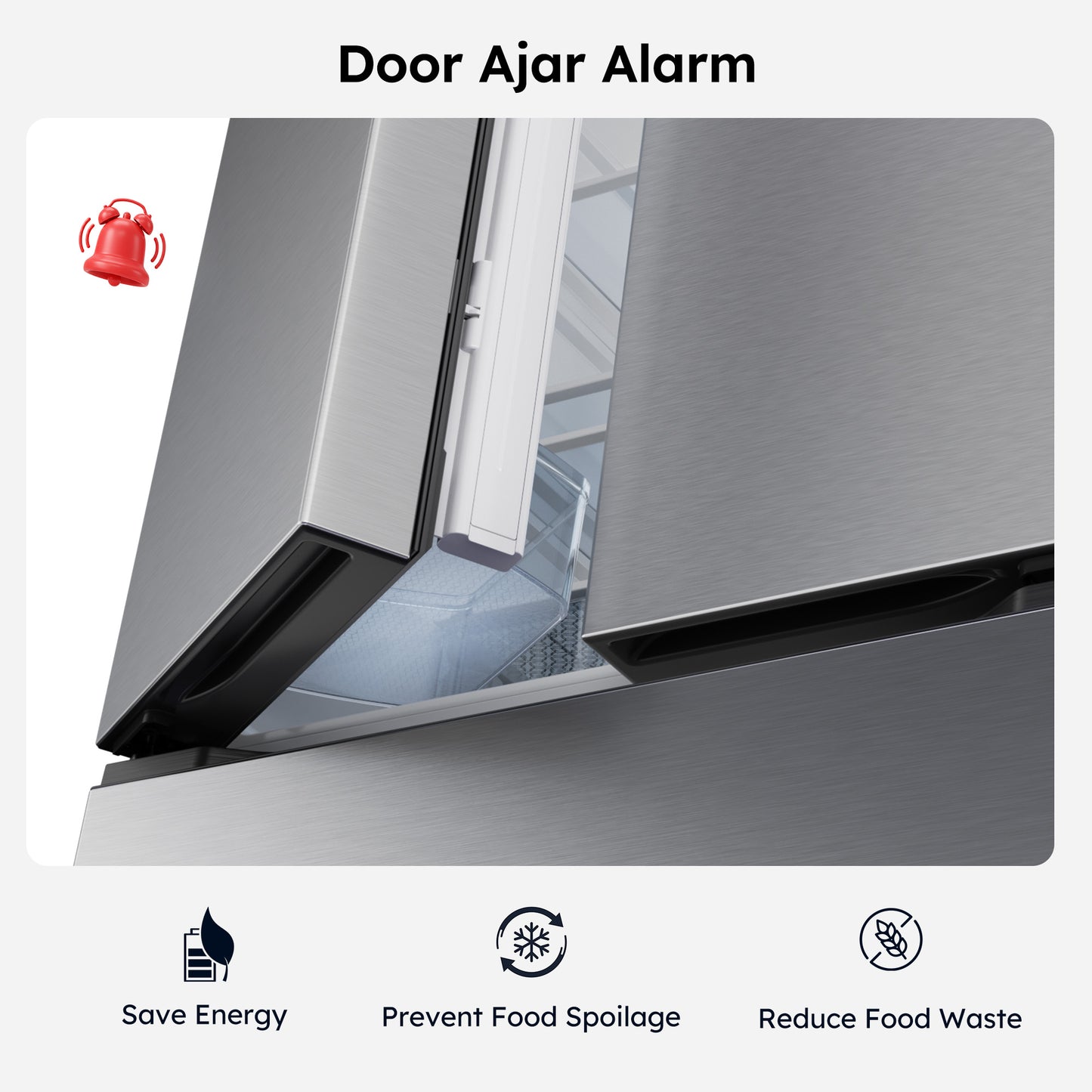 Simzlife 17.5 Cu. ft.  Counter-Depth Refrigerator, French Door Refrigerator with Bottom Freezer, Stainless Steel