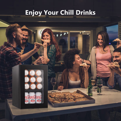 Simzlife 6 Bottles and 24 Cans Mini Beverage Refrigerator & Portable Wine Cooler Refrigerator with Glass Door, Mini Countertop Wine Fridge for Home/Office/Bar,Black