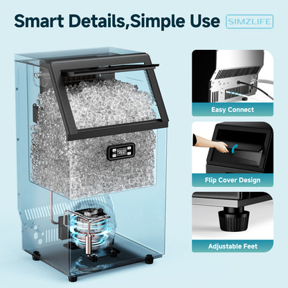 Simzlife 17.3 in. 100 lb. /24H Full Ice Sizes Commercial Ice Maker in Black, 33 lb. Storage Bin, Ice Full Alert and Auto-Cleaning