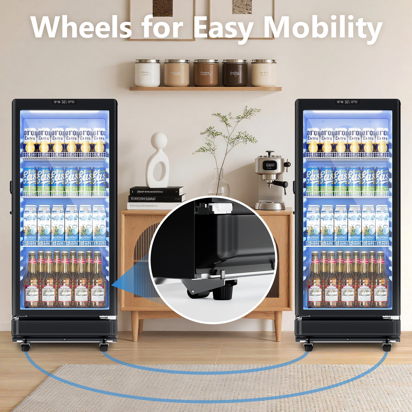 Simzlife Commercial Merchandiser Refrigerator, 6 Cu.ft Glass Door Display Fridge , Digital Temperature Control, Lockable Door, Black