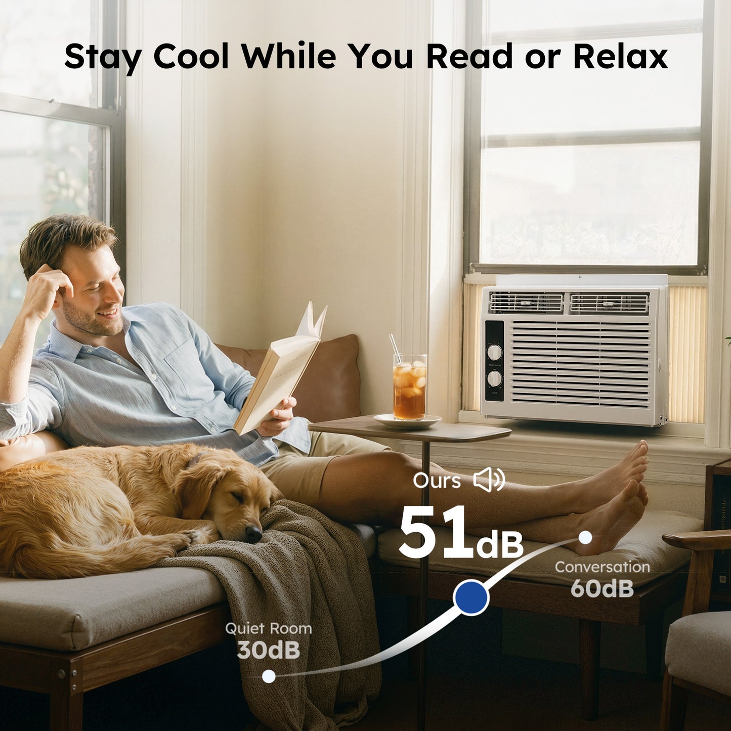 SIMZLIFE 5,000 BTU Window Air Conditioner, Cools Up To 150 Sq Ft, Knob
