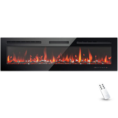 Simzlife 60 inch Indoor Electric Fireplace Ultra Thin Fireplace, Wall Mounted Recessed Fireplace with Multiple Colors Remote Control