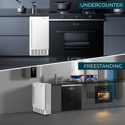 Simzlife 15" Nugget Ice Maker, 66 lbs/24H Built-In or Freestanding, Auto-Cleaning, Ice-Full Alert, Silver