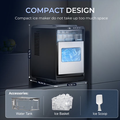 Simzlife Crescent Ice Makers Countertop, 35Lbs/24H, 16Pcs in 12Mins, Auto Deep Cleaning, Timer, Portable Crescent Ice Maker Countertop with Crystal-Clear Ice Cubes for Home/Office/Party