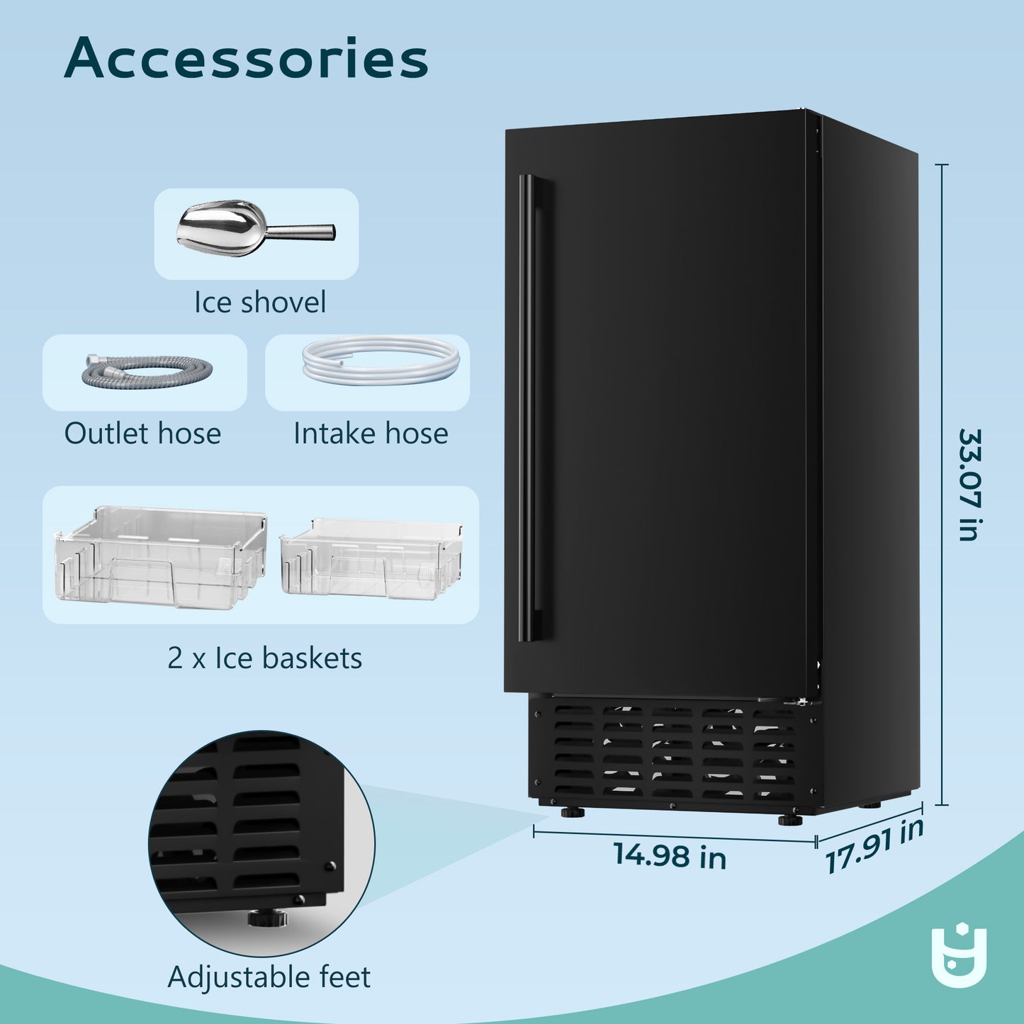 SIMZLIFE Nugget Ice Maker 66Lbs/24H, Built-in or Freestanding, Self-Cleaning, Home Bar, Black