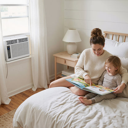 SIMZLIFE 6,000 BTU Window Air Conditioner, Cools Up To 250 Sq Ft, 3 Cooling Modes, Remote Control