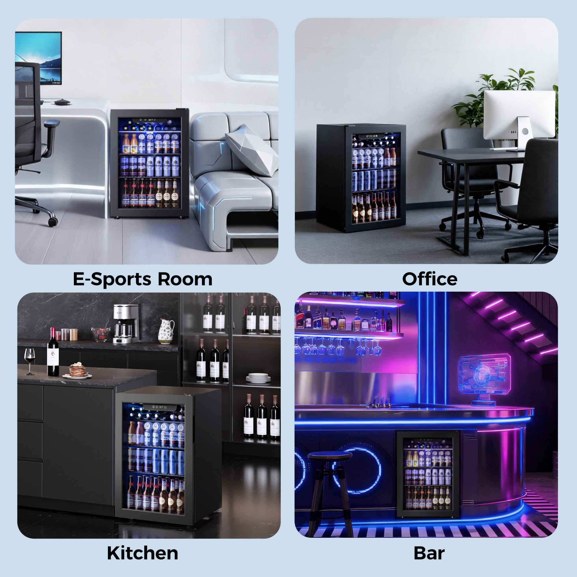 Simzlife 100 Can Beverage Refrigerator and Cooler with Glass Door for