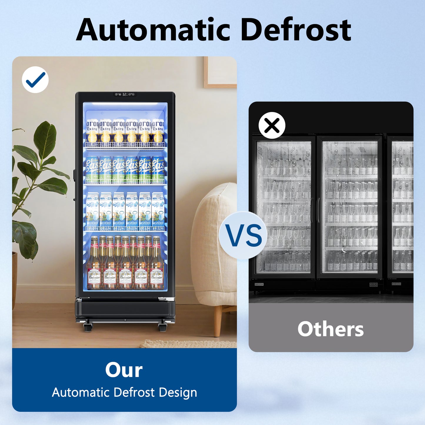 Simzlife Commercial Merchandiser Refrigerator, 6 Cu.ft Glass Door Display Fridge , Digital Temperature Control, Lockable Door, Black