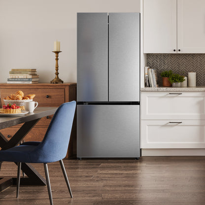 Simzlife 17.5 Cu. ft.  Counter-Depth Refrigerator with Bottom Freezer, French Door Refrigerator with Built-in Ice Maker, Stainless Steel