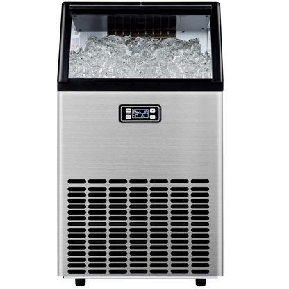 Simzlife 100 lbs./24H Commercial Freestanding/Built-in Ice Maker with 33 lb. Storage Bin in Silver, Stainless Steel