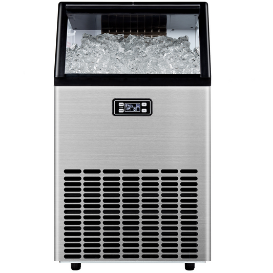 Simzlife 100 lbs./24H Commercial Freestanding/Built-in Ice Maker with 33 lb. Storage Bin in Silver, Stainless Steel