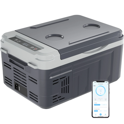 Simzlife 12 Volt Refrigerator, 16 Quart (15L) Car Fridge with APP Control, Car Refrigerator -4℉~68℉, Portable Freezer for RV