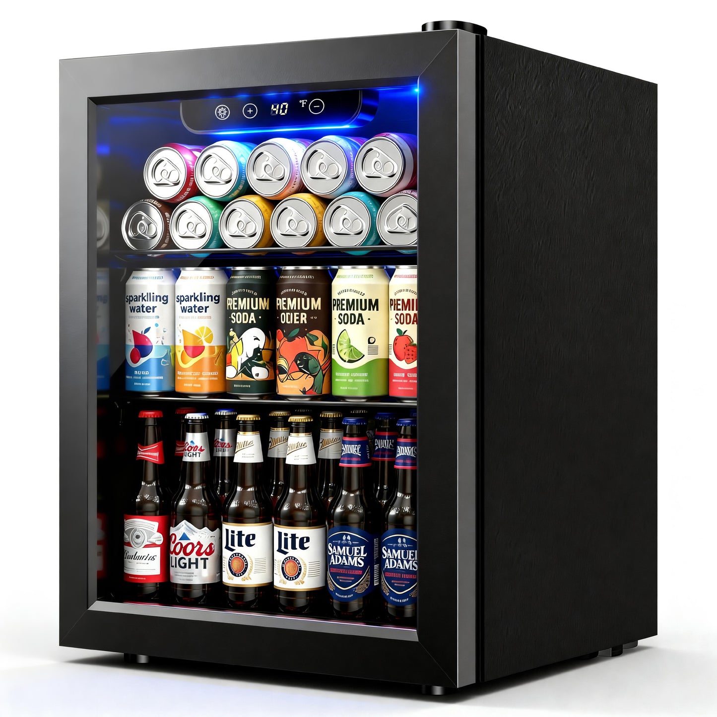 Simzlife 68 Cans Mini Beverage Refrigerator & Portable Beverage Cooler with Glass Door, Mini Fridge for Home/Office/Bar,Black