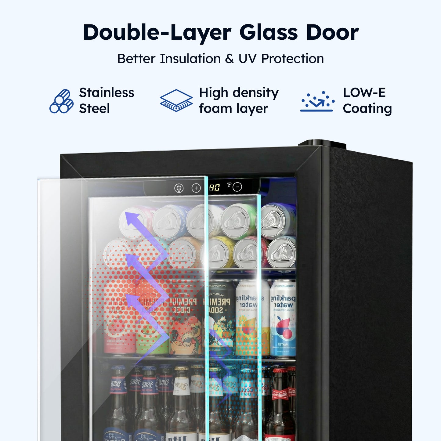 Simzlife 68 Cans Mini Beverage Refrigerator & Portable Beverage Cooler with Glass Door, Mini Fridge for Home/Office/Bar,Black