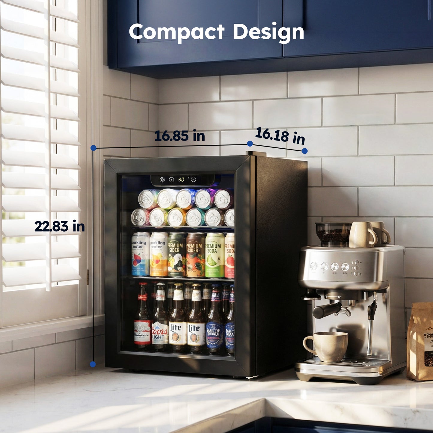 Simzlife 68 Cans Mini Beverage Refrigerator & Portable Beverage Cooler with Glass Door, Mini Fridge for Home/Office/Bar,Black