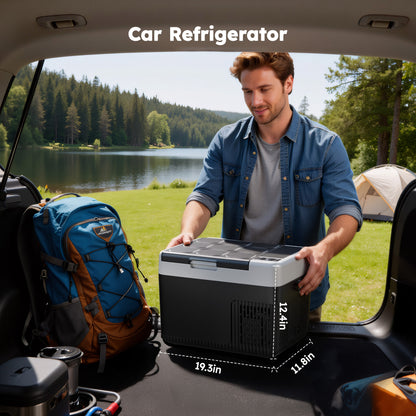 Simzlife 12V Car Refrigerator - 12QT Electric Cooler with Handle, DC/AC, -4℉~68℉, RV Freezer Fridge for RV/Camping/Travel/Truck/Home, Black