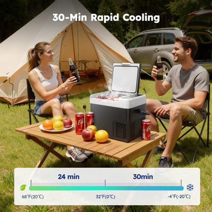 Simzlife 12V Portable Car Refrigerator - 19QT(18L), -4℉~68℉, 12/24V DC & 110-240V AC, Mini Fridge for RV/Camping/Travel/Truck/Home, Black