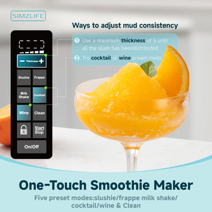 Simzlife Slushie Machine, No Ice Needed, 87.9 oz Smoothie Machine for Home with Self-Cleaning Function, Professional Frozen Drink Maker, 5 Preset Programs, Frozen Margaritas, Milkshake, and More