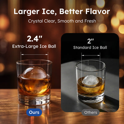 SIMZLIFE Ice Ball Maker Countertop, 2.4" Large Sphere Ice, 48 Balls/24H, Self-Cleaning for Whisky & Home Bar, Black
