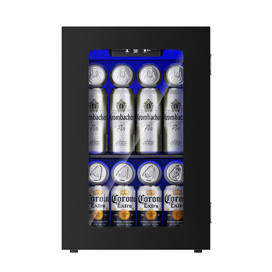 Simzlife 24 Cans Mini Beverage Refrigerator & Portable Wine Cooler Refrigerator with Glass Door, Mini Countertop Wine Fridge for Home/Office/Bar,Black