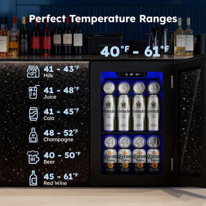 Simzlife 24 Cans Mini Beverage Refrigerator & Portable Wine Cooler Refrigerator with Glass Door, Mini Countertop Wine Fridge for Home/Office/Bar,Black