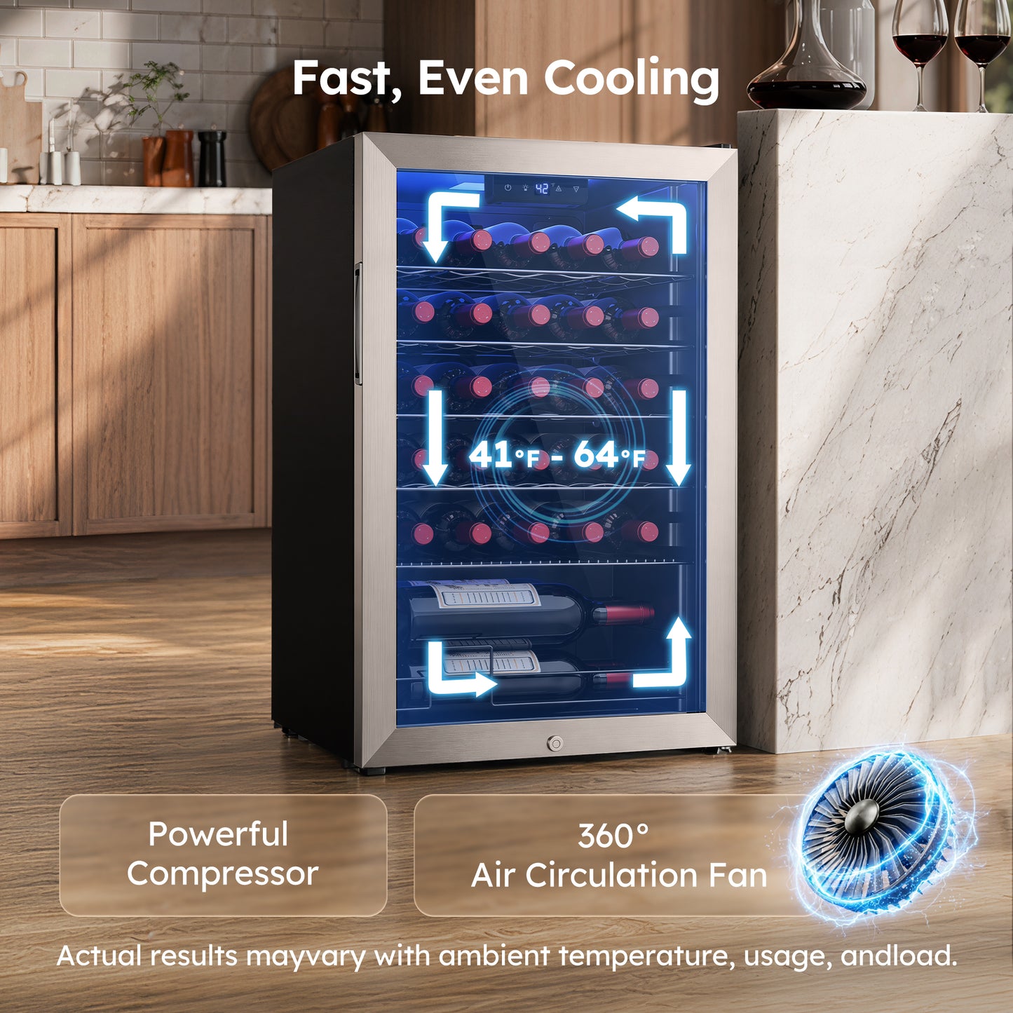 Simzlife 3.2cu.ft Under-counter Beverage Refrigerators, Single Zone Wine Fridge, Wine Refrigerator Digital Temperature Control, Freestanding Wine Chiller with Removable Shelves