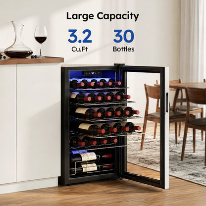 Simzlife 3.2cu.ft Under-counter Beverage Refrigerators, Single Zone Wine Fridge, Wine Refrigerator Digital Temperature Control, Freestanding Wine Chiller with Removable Shelves