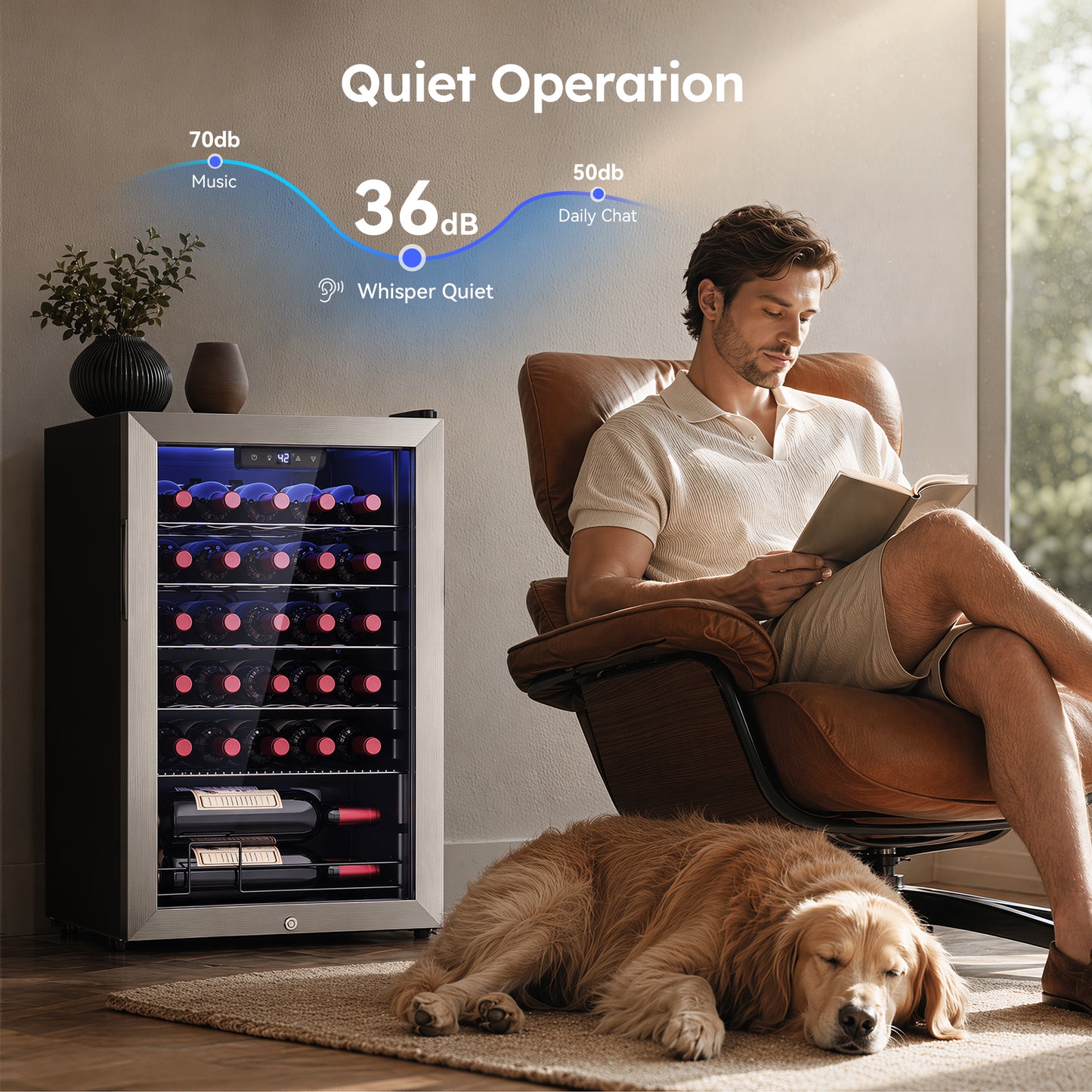 Simzlife 3.2cu.ft Under-counter Beverage Refrigerators, Single Zone Wine Fridge, Wine Refrigerator Digital Temperature Control, Freestanding Wine Chiller with Removable Shelves