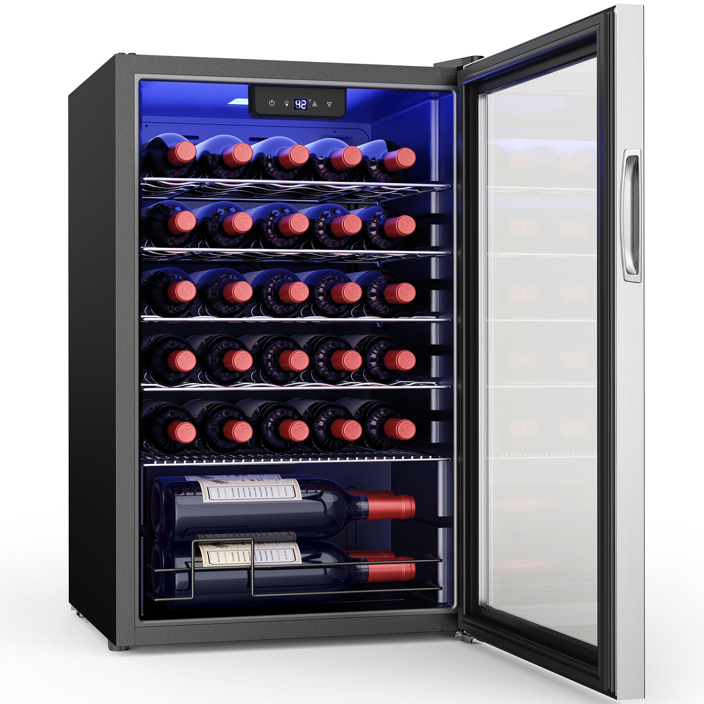 Simzlife 3.2cu.ft Under-counter Beverage Refrigerators, Single Zone Wine Fridge, Wine Refrigerator Digital Temperature Control, Freestanding Wine Chiller with Removable Shelves