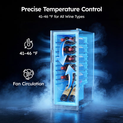 Simzlife 12 Bottle Wine Cooler Refrigerator with Lock, 11 Inch Wine Chiller with Stainless Steel Glass Door, Freestanding