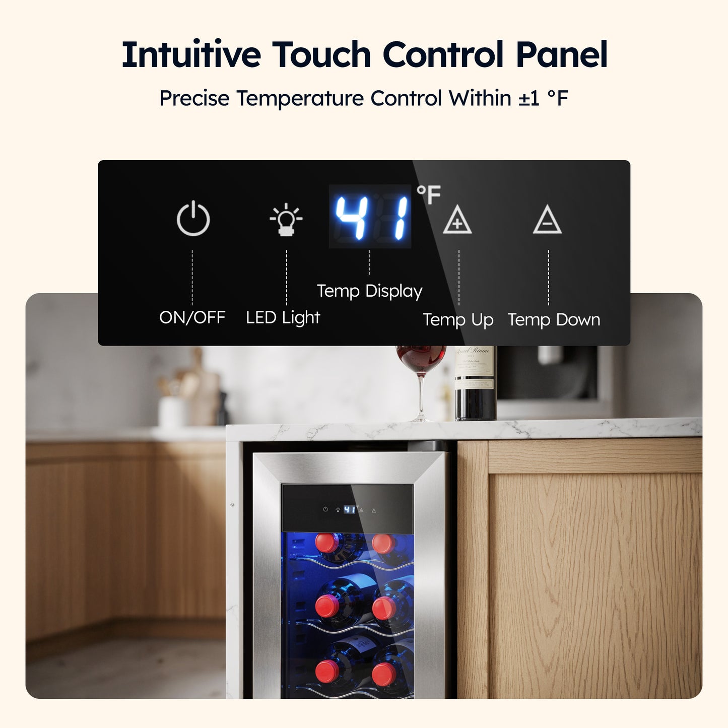 Simzlife 12 Bottle Wine Cooler Refrigerator with Lock, 11 Inch Wine Chiller with Stainless Steel Glass Door, Freestanding