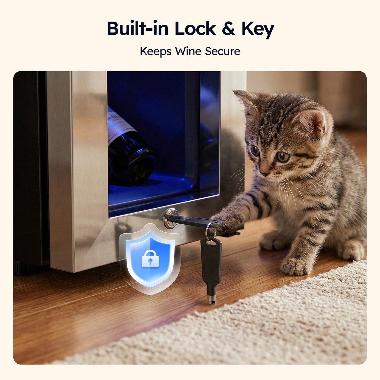 Simzlife 12 Bottle Wine Cooler Refrigerator with Lock, 11 Inch Wine Chiller with Stainless Steel Glass Door, Freestanding