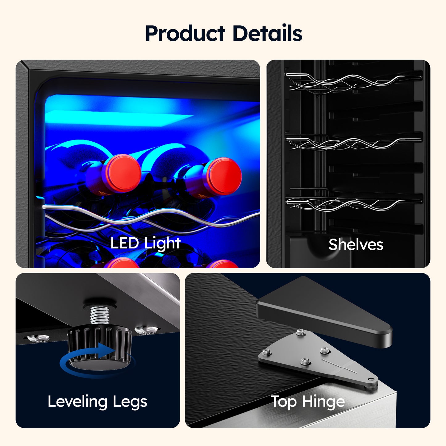 Simzlife 12 Bottle Wine Cooler Refrigerator with Lock, 11 Inch Wine Chiller with Stainless Steel Glass Door, Freestanding