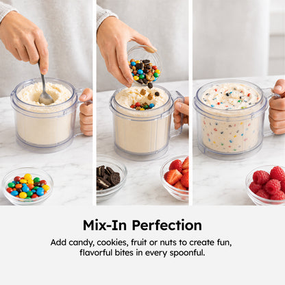 SIMZLIFE Ice Cream Maker, for Ice Cream, Gelato, Sorbet, Milkshakes & Frozen Yogurt, 8 One-Touch Programs, Re-Spin & Mix-In, (2) Tritan Cups