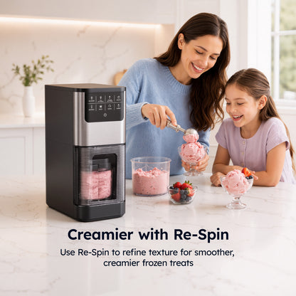 SIMZLIFE Ice Cream Maker, for Ice Cream, Gelato, Sorbet, Milkshakes & Frozen Yogurt, 8 One-Touch Programs, Re-Spin & Mix-In, (2) Tritan Cups