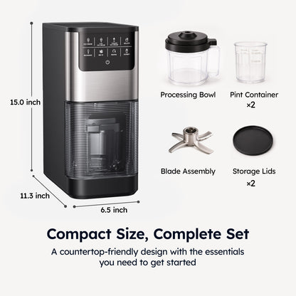 SIMZLIFE Ice Cream Maker, for Ice Cream, Gelato, Sorbet, Milkshakes & Frozen Yogurt, 8 One-Touch Programs, Re-Spin & Mix-In, (2) Tritan Cups