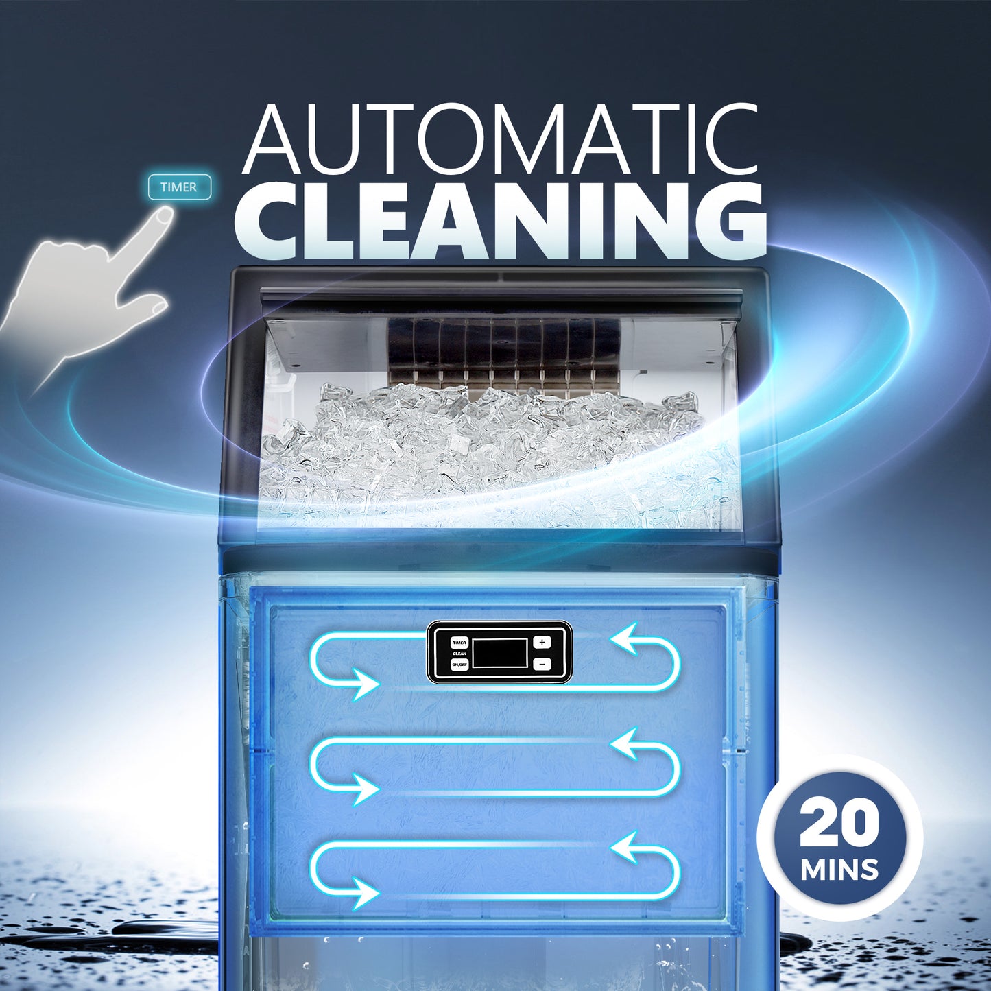 Simzlife 100 lbs./24H Commercial Freestanding/Built-in Ice Maker with 33 lb. Storage Bin in Silver, Stainless Steel