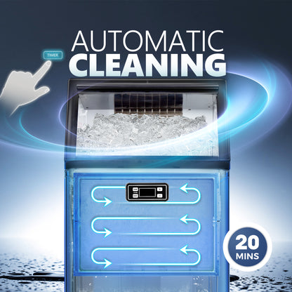Simzlife 100 lbs./24H Commercial Freestanding/Built-in Ice Maker with 33 lb. Storage Bin in Silver, Stainless Steel
