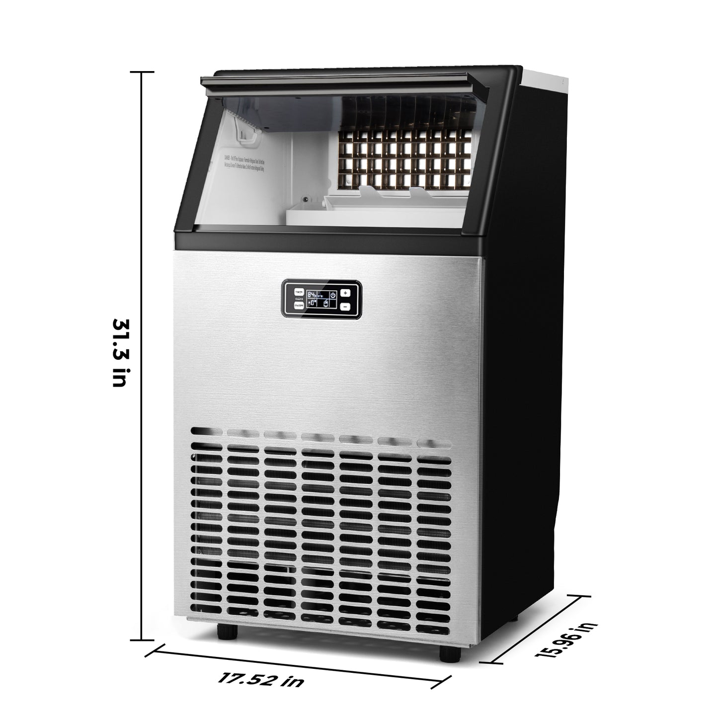Simzlife 100 lbs./24H Commercial Freestanding/Built-in Ice Maker with 33 lb. Storage Bin in Silver, Stainless Steel
